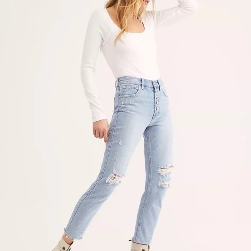 We The Free Free People Blossom Rigid High Rise Jeans Blue 31909